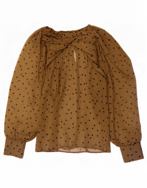 Top Zara da donna a maniche lunghe trasparente UK 6 XS cachi maculato