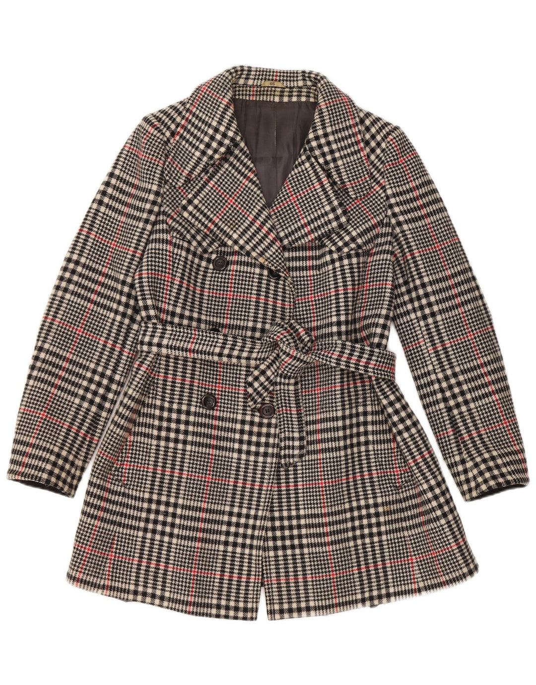 Trench doppiopetto vintage da donna IT 46 a quadri grigi grandi