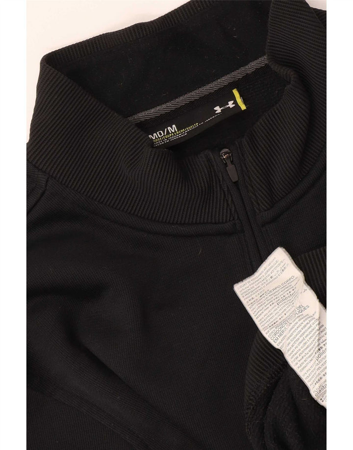 Felpa da uomo Under Armour con collo con zip, maglione medio nero in poliestere