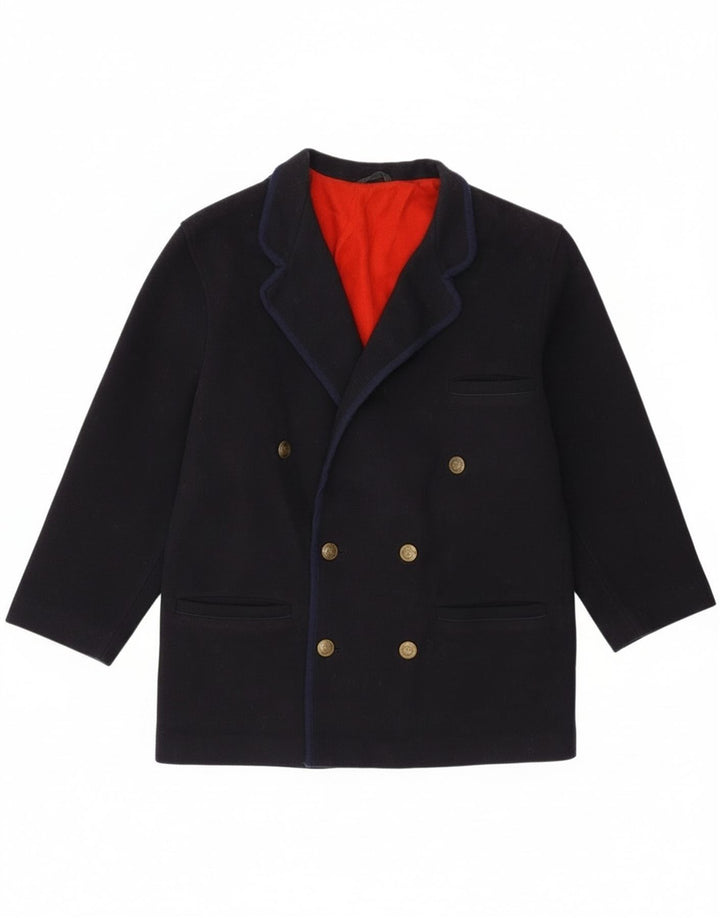 Cappotto doppiopetto vintage da uomo vestibilità regolare IT 46 piccolo in lana blu navy