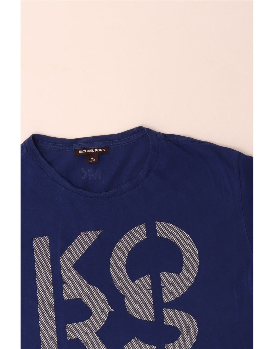 MICHAEL KORS T-shirt grafica da uomo Top XL in cotone blu