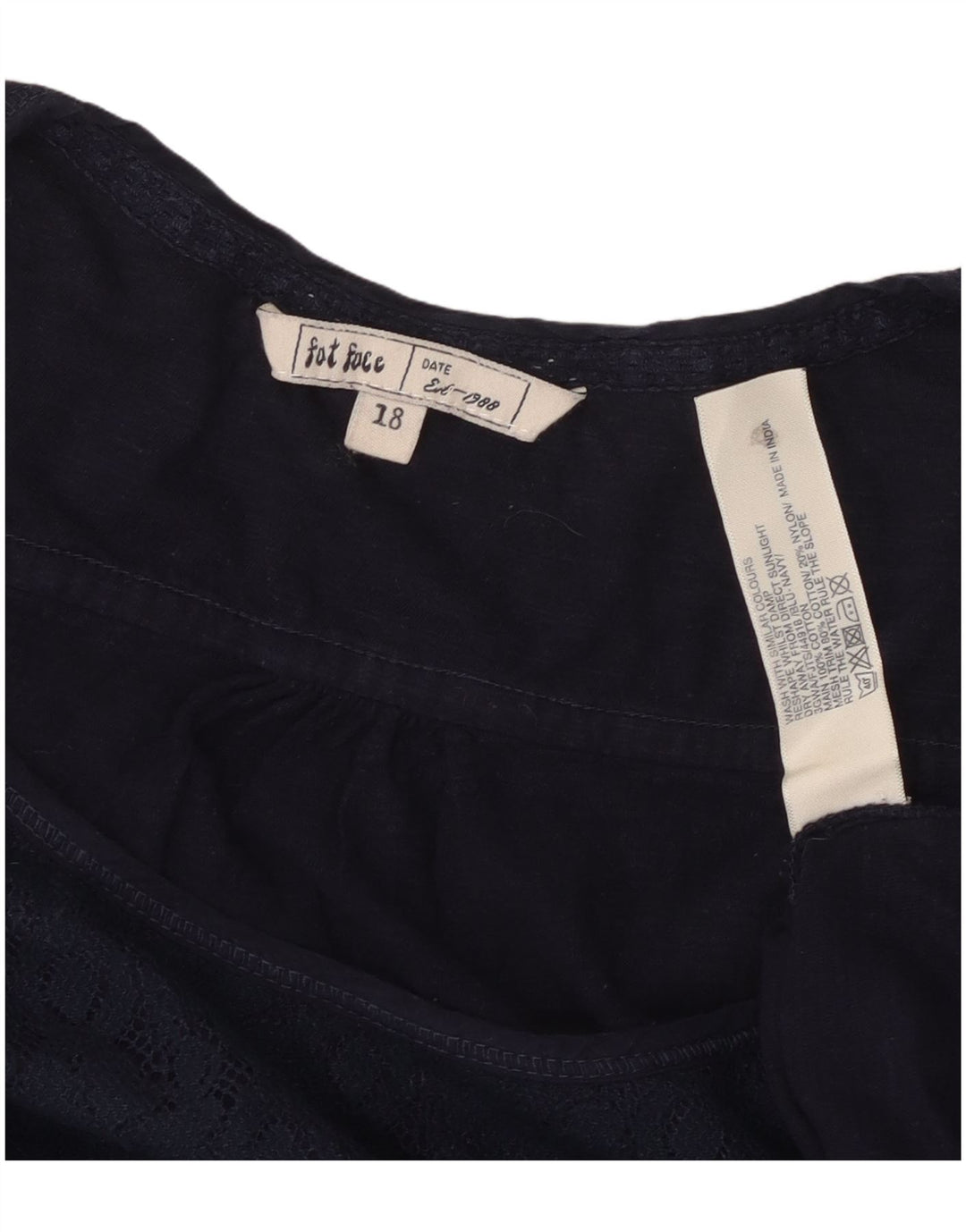 Camicetta a maniche lunghe da donna Fat Face Top UK 18 XL Cotone floreale blu navy