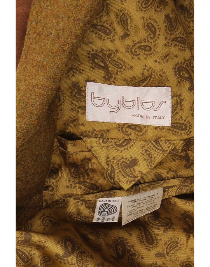 Giacca blazer a 3 bottoni da uomo Byblos IT 50 Large in lana kaki
