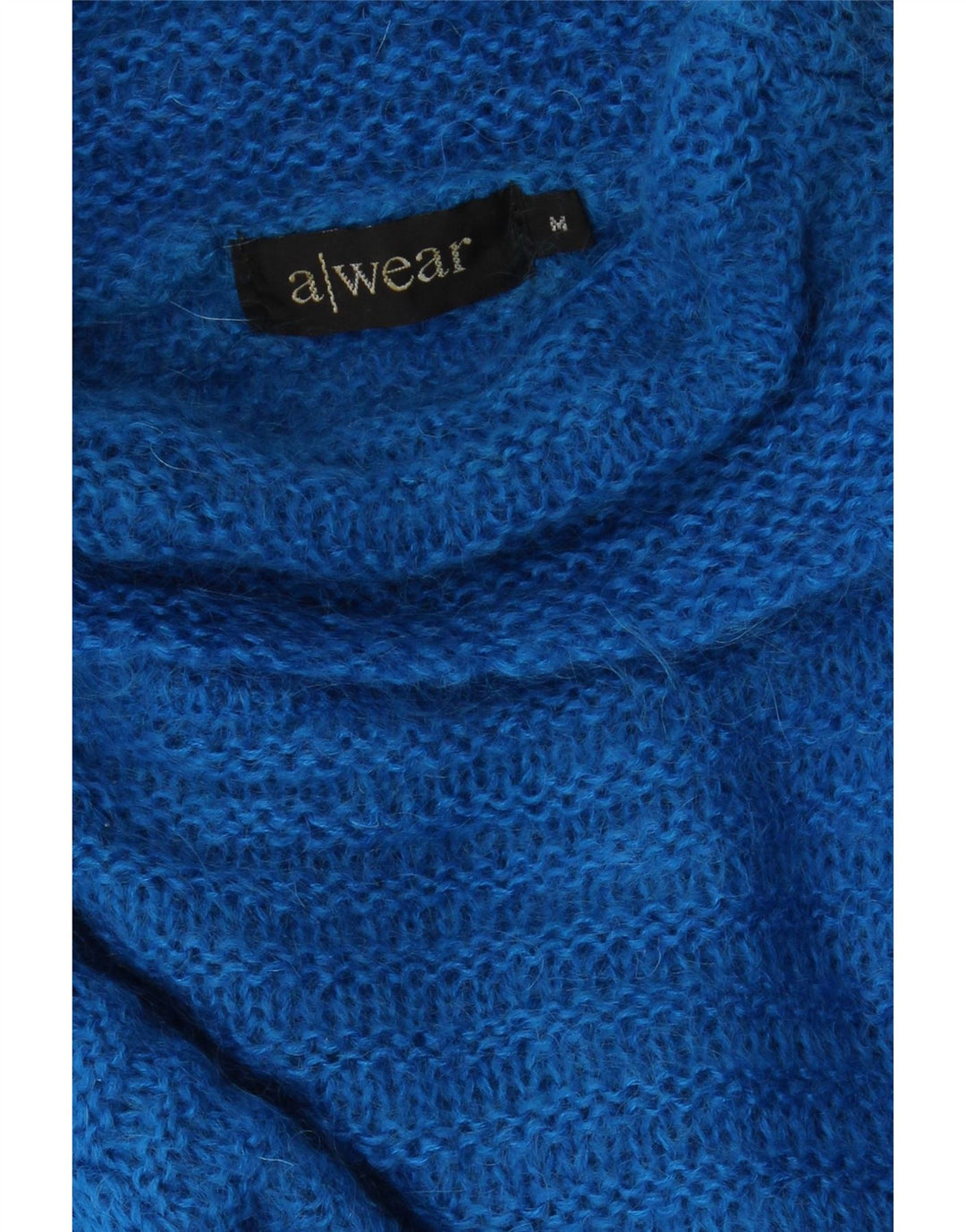 A WEAR Womens Roll Neck Jumper Sweater UK 14 Medium Blue Mohair