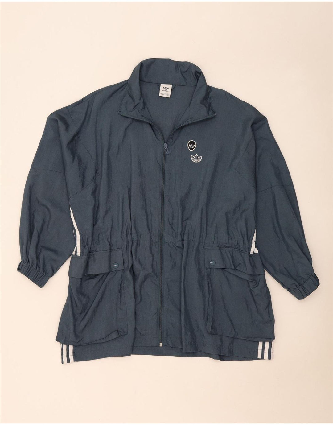 Giacca utility oversize da donna Adidas UK 8 Small blu in poliammide