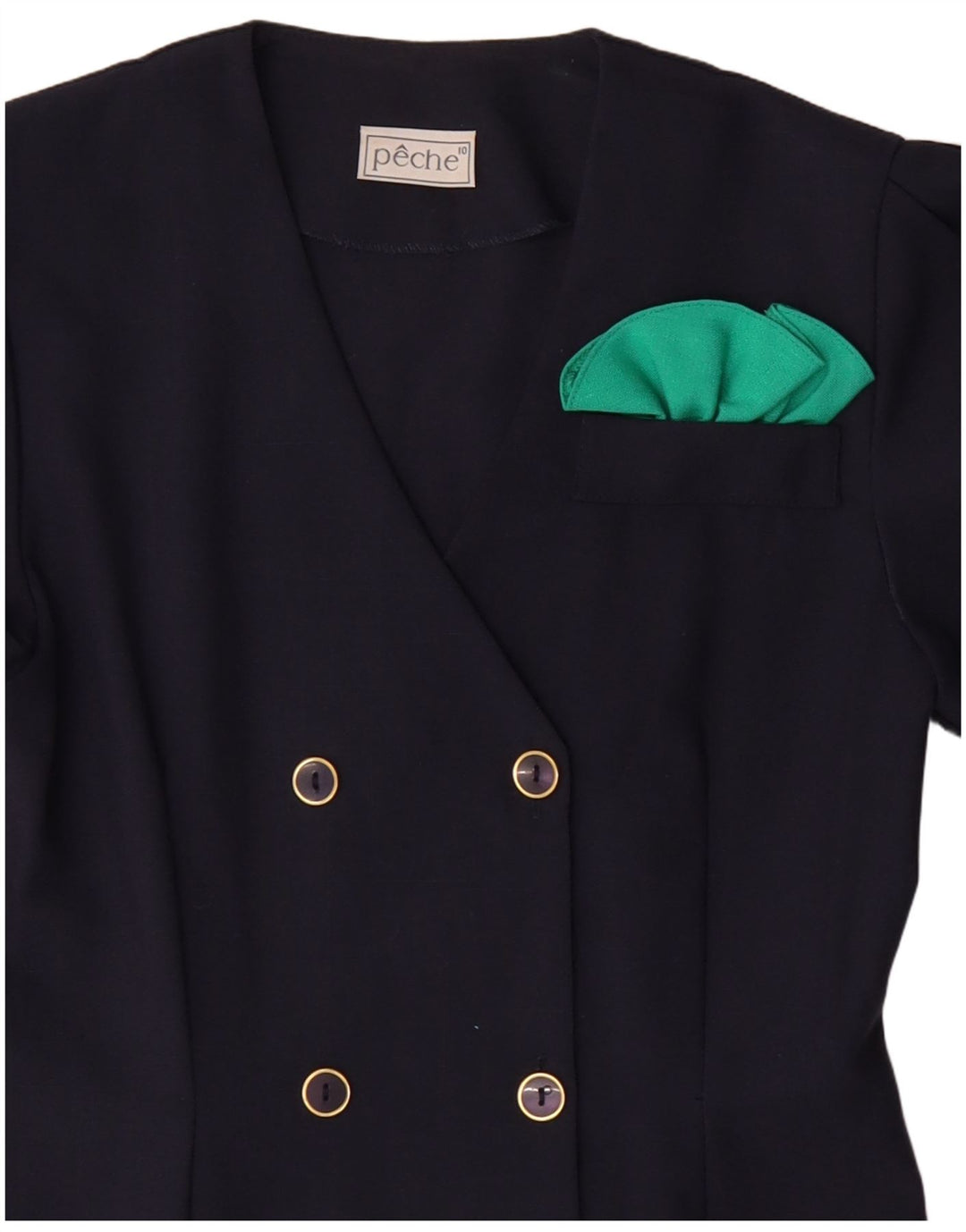 Abito tubino doppio petto da donna VINTAGE US 10 grande blu navy