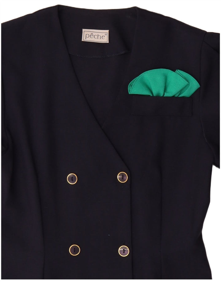 Abito tubino doppio petto da donna VINTAGE US 10 grande blu navy