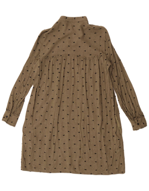 Abito a trapezio a maniche lunghe da donna Zara UK 6 XS cachi maculato