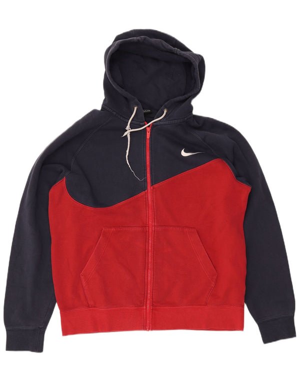 NIKE Felpa con cappuccio e zip grafica da uomo, grande, in cotone color block blu navy