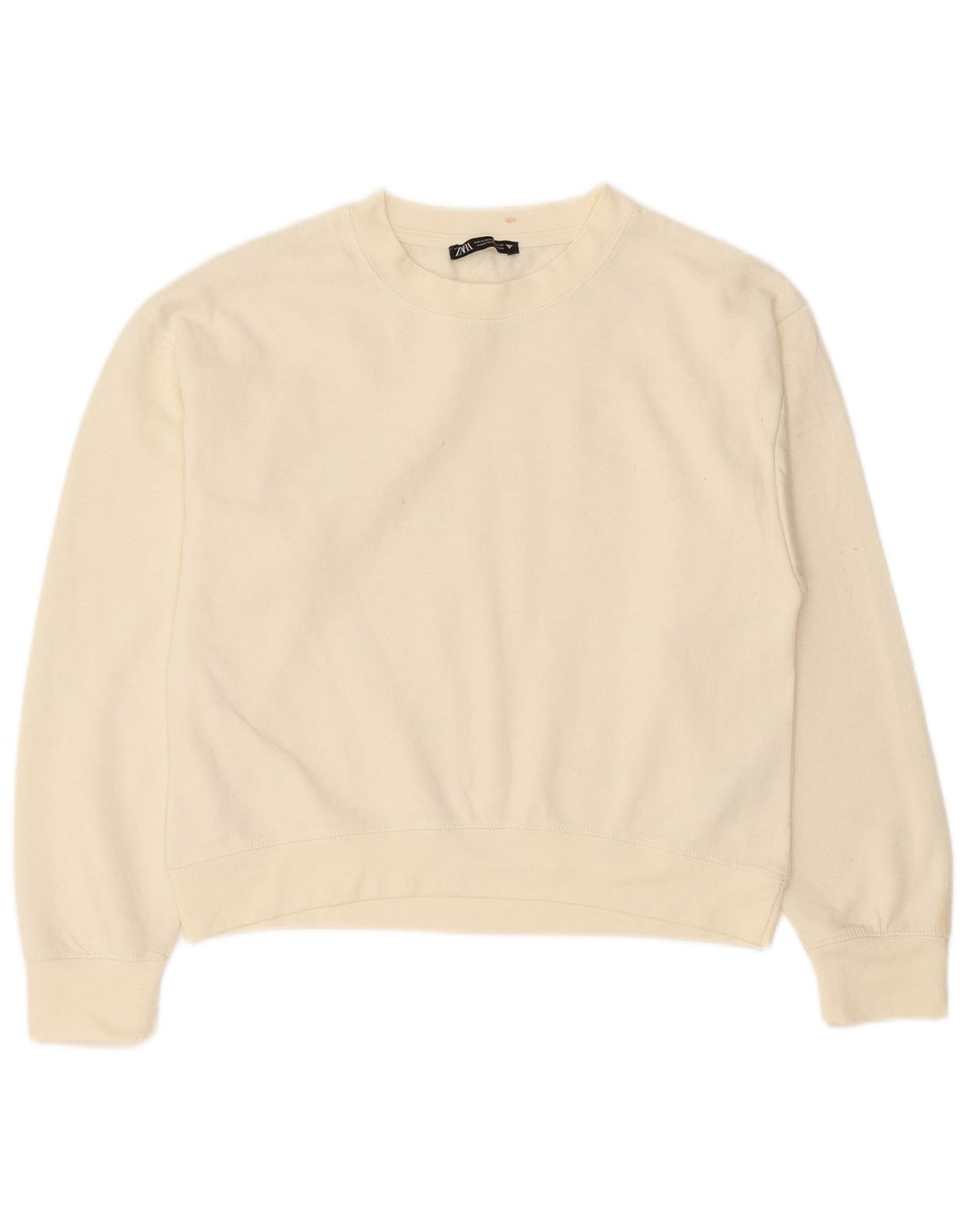 Felpa da donna Zara UK 14 poliestere bianco sporco medio