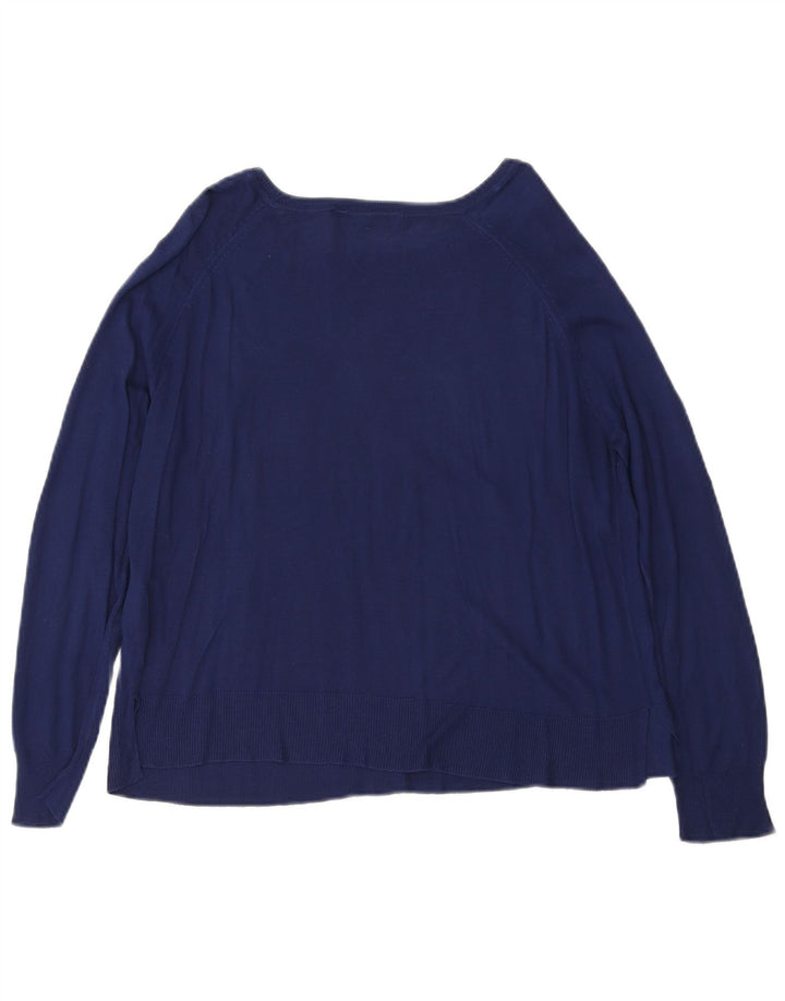 Maglione maglione con scollo a barca da donna Zara UK 14 viscosa blu navy medio