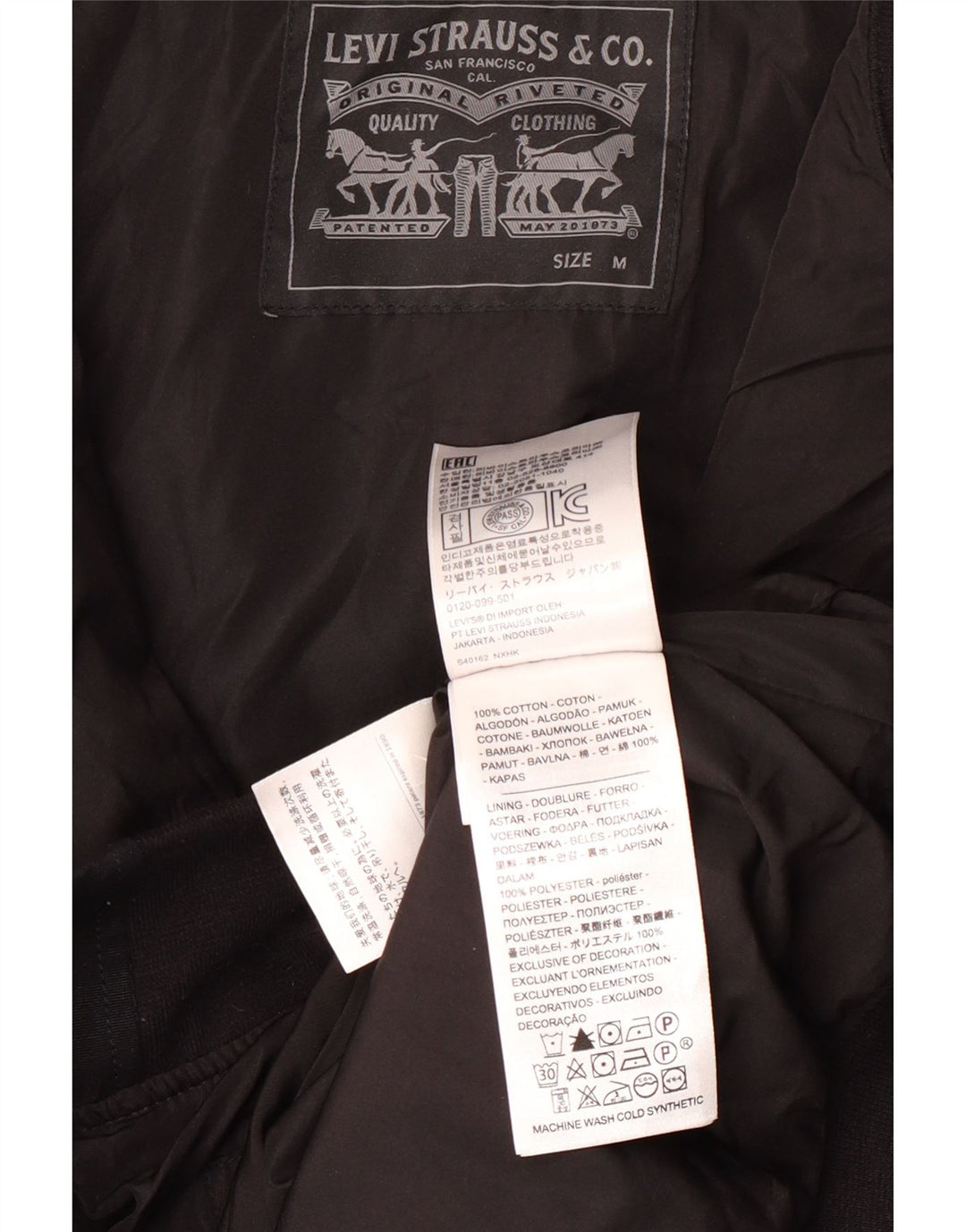 Giacca bomber da uomo LEVI'S UK 38 cotone nero medio