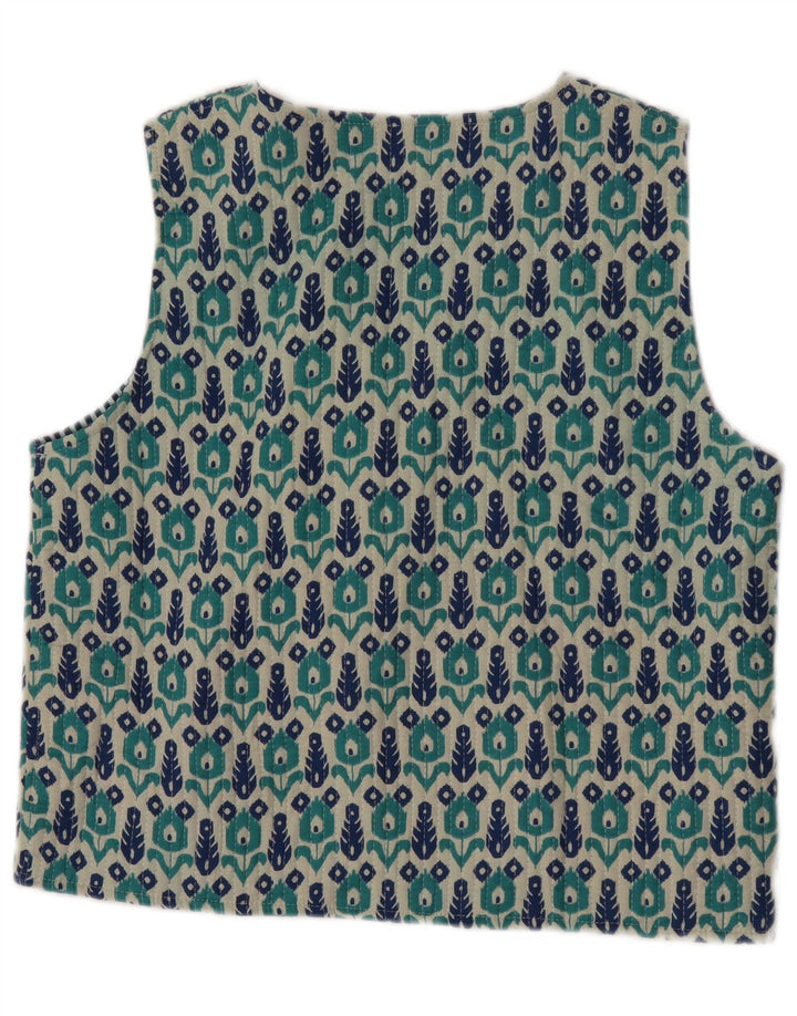 Gilet da donna vintage UK 14 blu medio floreale