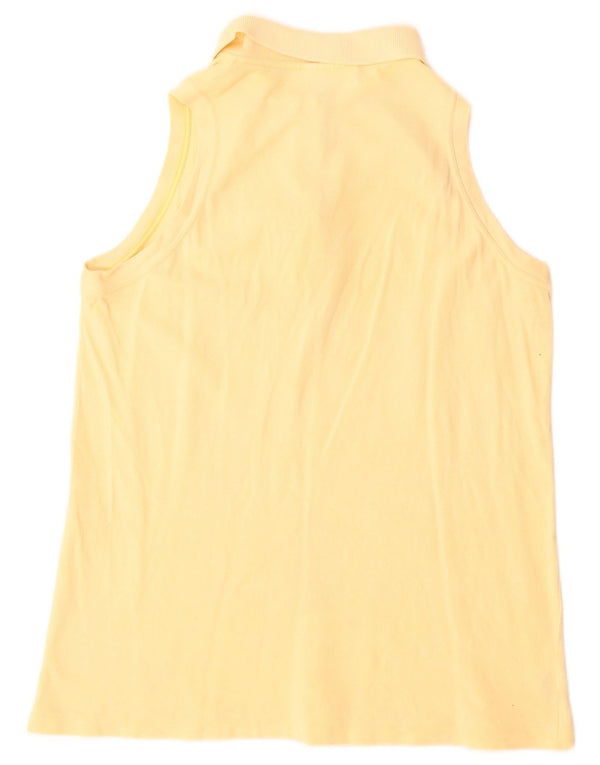 Lacoste Womens Sleeveless Polo Shirt Size 44 Large Yellow Cotton