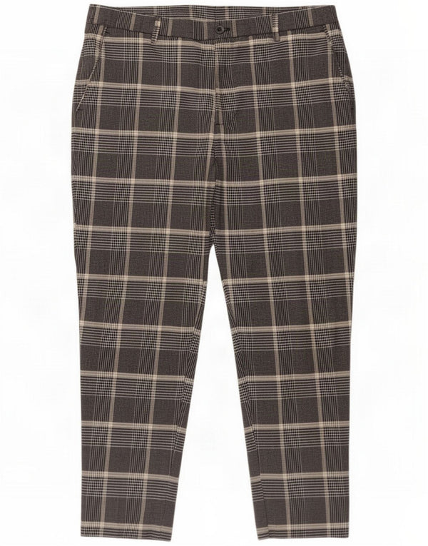 Pantaloni chino affusolati Zara da uomo EU 46 XL W36 L27 Poliestere a quadri grigi