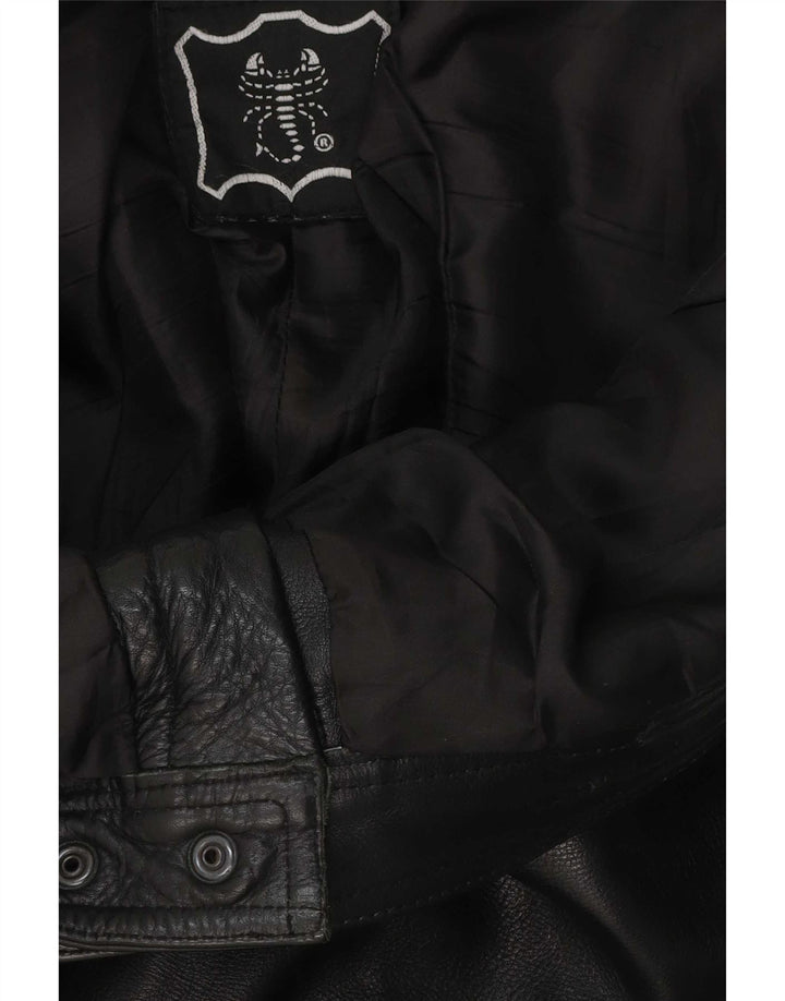 Pantaloni dritti in pelle vintage da uomo W40 L30 neri