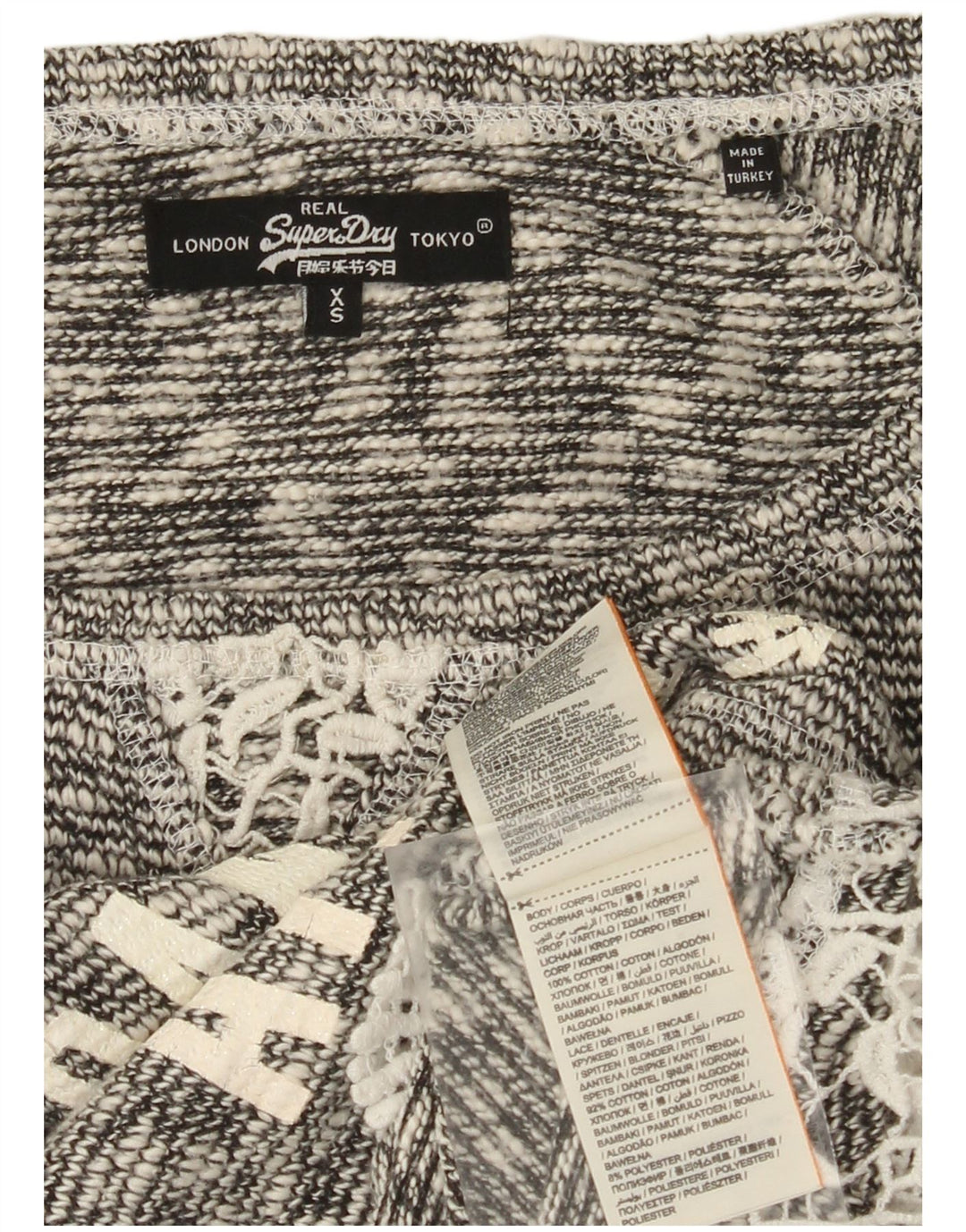 Maglione da donna oversize con scollo a barchetta corto Superdry UK 6 XS cotone grigio