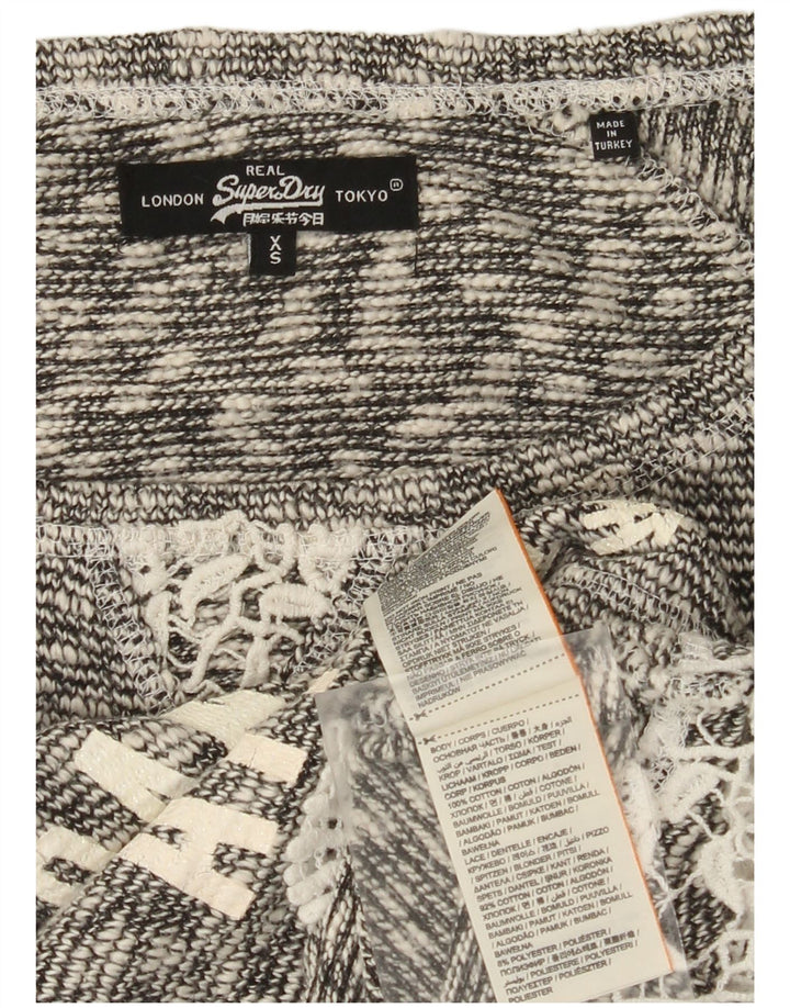 Maglione da donna oversize con scollo a barchetta corto Superdry UK 6 XS cotone grigio