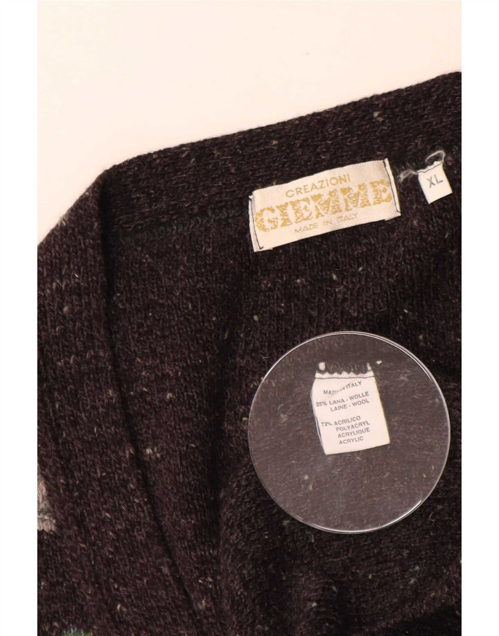 Giemme Maglione Cardigan Uomo XL Marrone Geometrico Lana