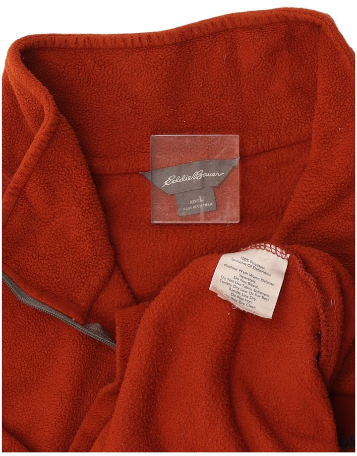 EDDIE BAUER Maglione in pile da uomo con zip e collo, grande, in poliestere arancione