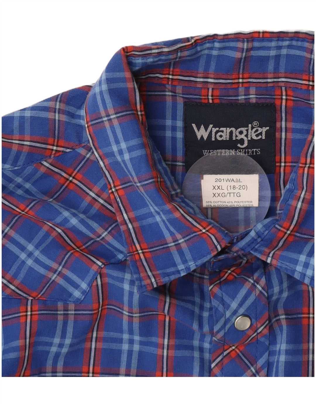 Camicia WRANGLER per ragazzi 15-16 anni 2XL Cotone scozzese blu