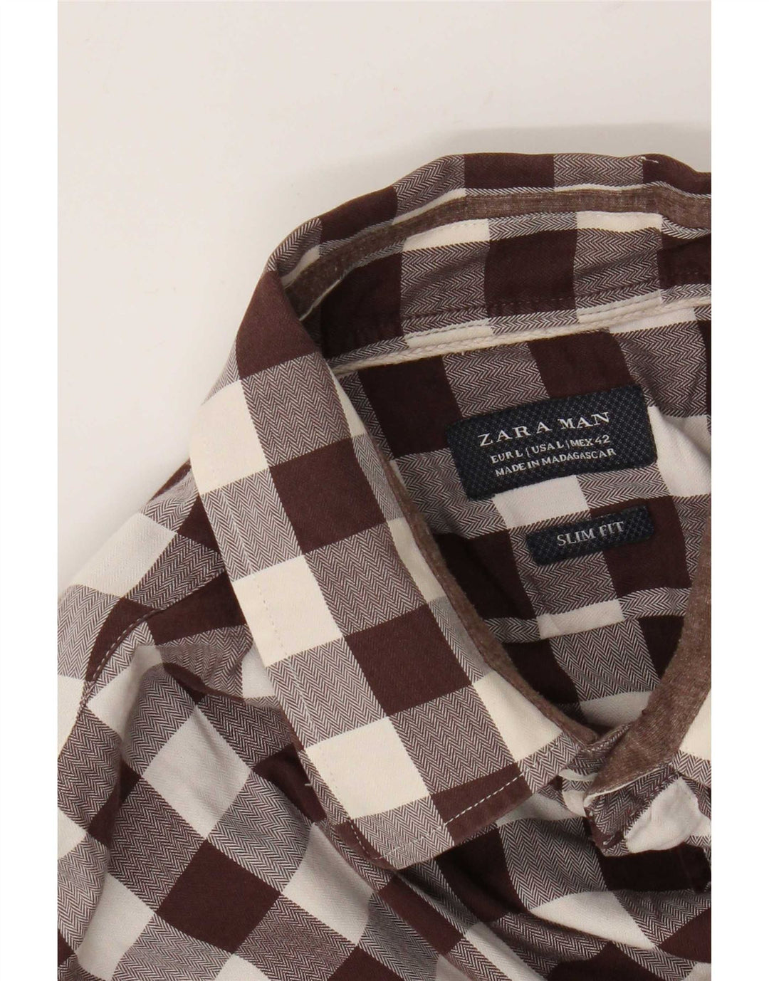 Camicia Zara da uomo slim fit grande a quadretti marroni