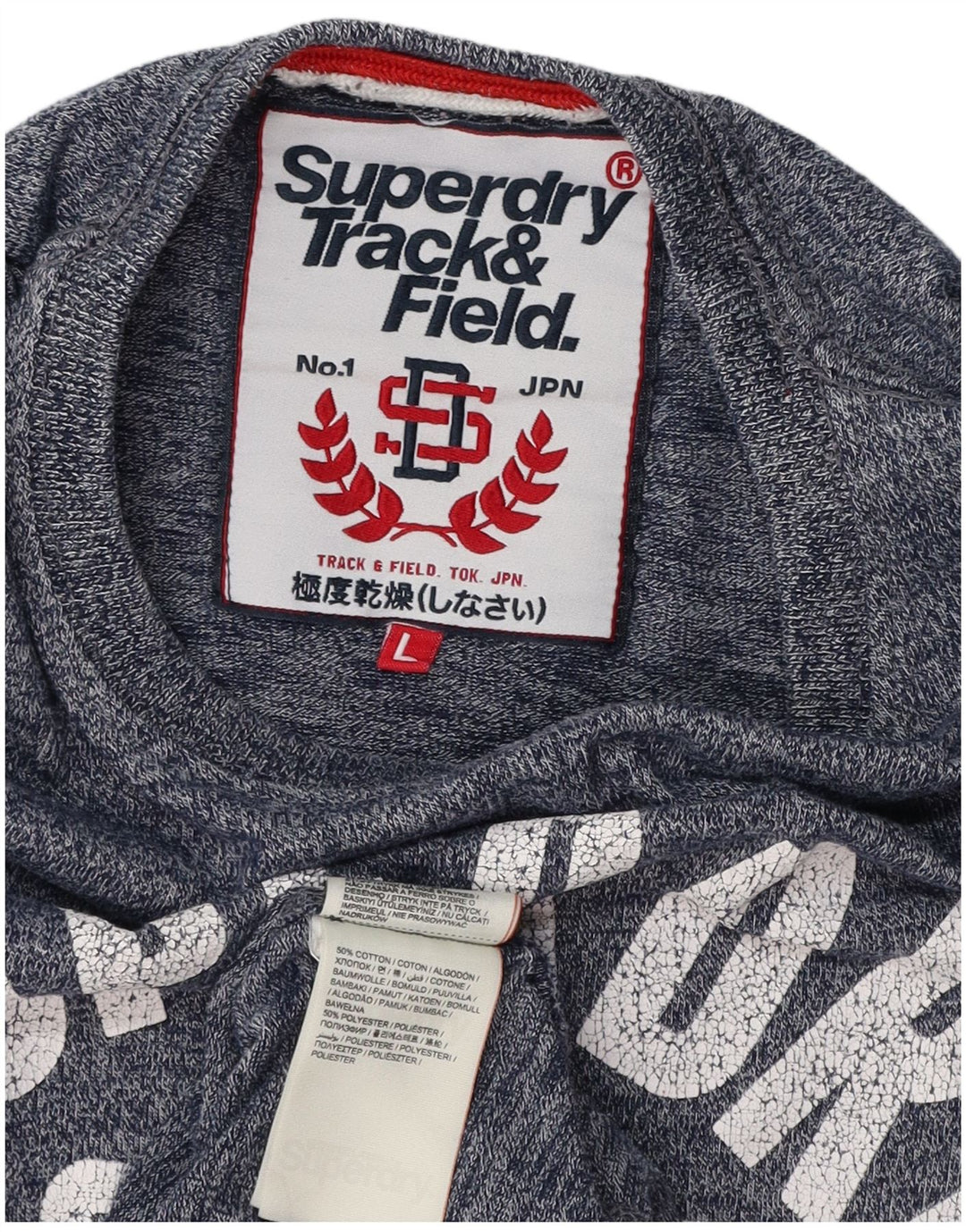 T-shirt grafica da uomo con grafica per atletica leggera SUPERDRY, grande cotone chiazzato blu