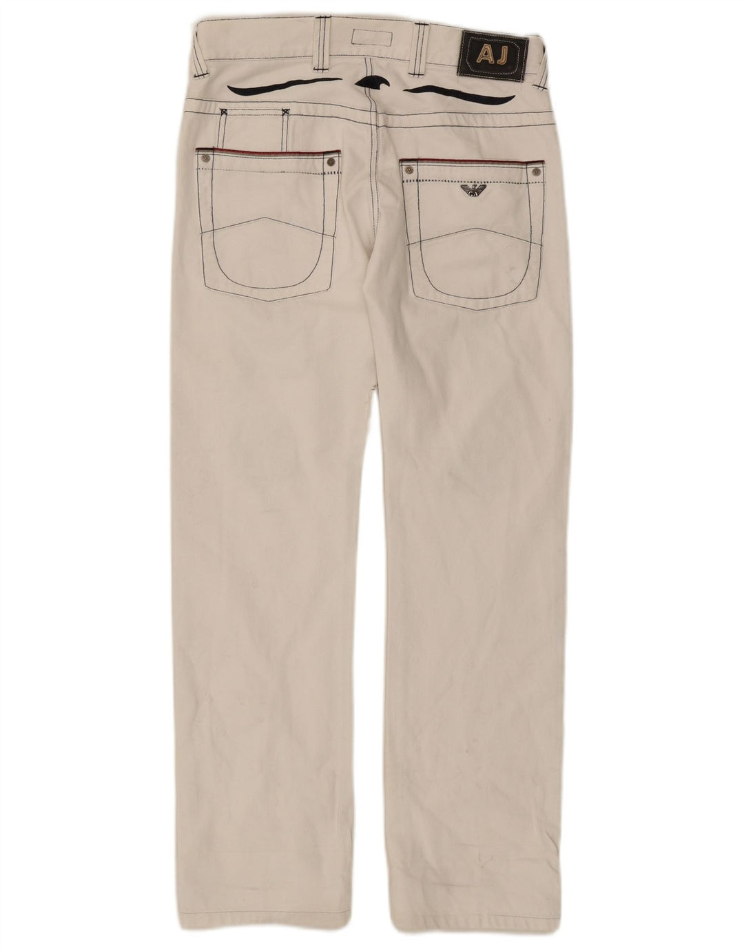 Jeans dritti effetto consumato da donna Armani W32 L30 cotone bianco
