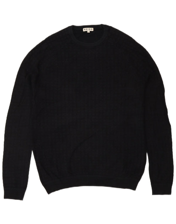 Maglione maglione girocollo da uomo Reiss grande cotone nero