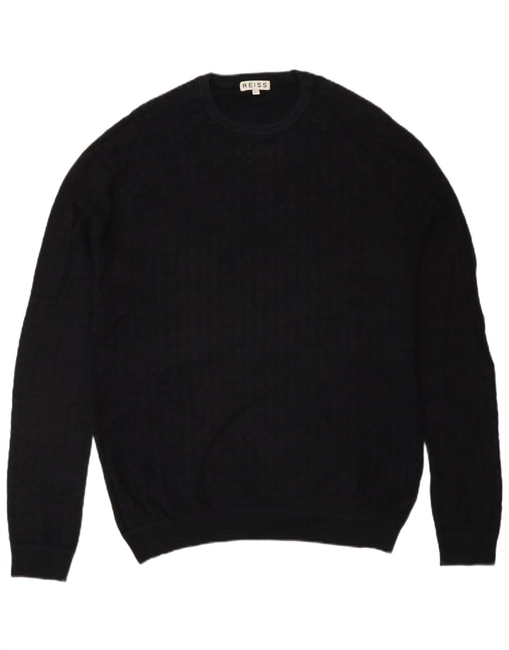 Maglione maglione girocollo da uomo Reiss grande cotone nero