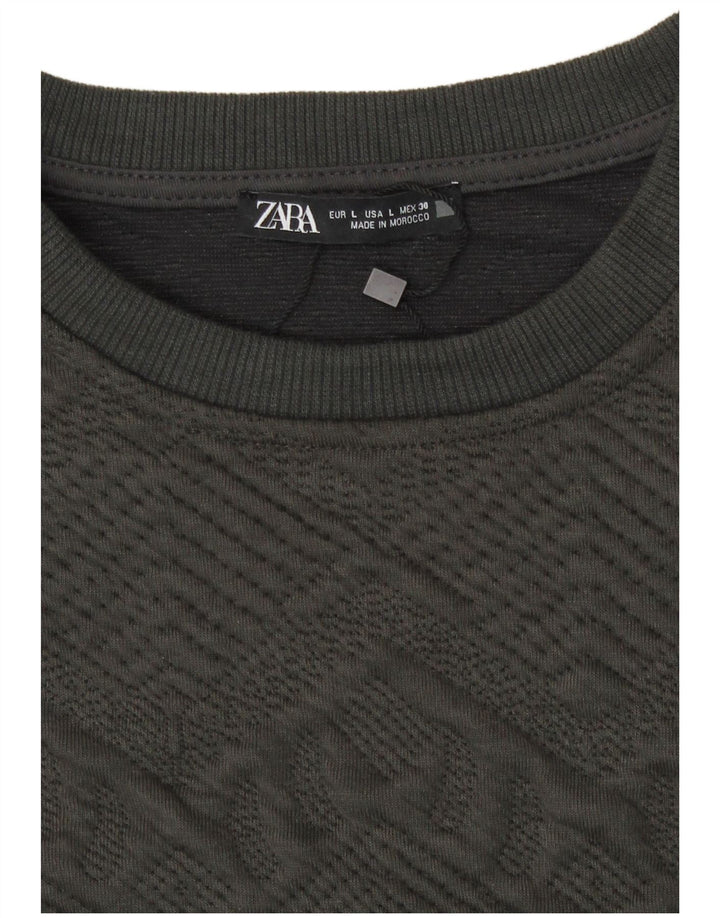 Maglione corto da donna Zara UK 14 Grande poliestere geometrico grigio