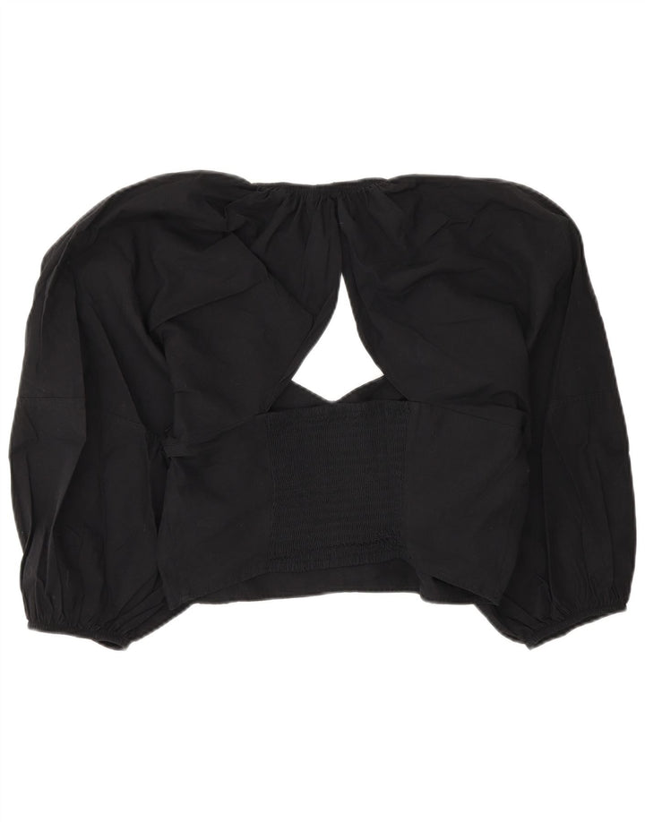 Top corto in camicetta corta da donna Zara UK 14 grande nero