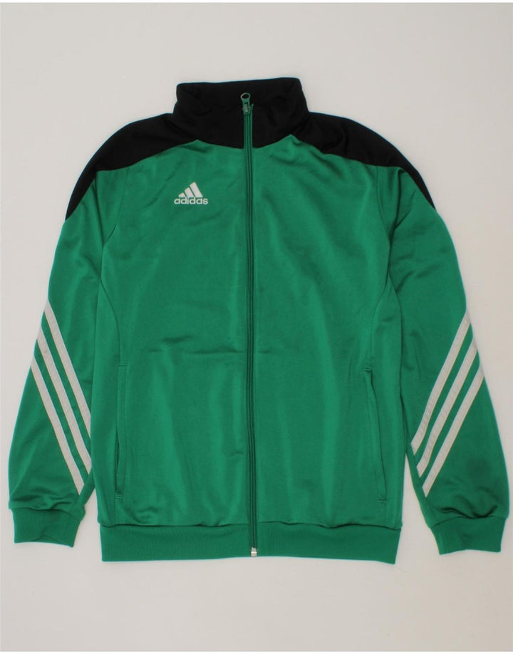 ADIDAS Boys Tracksuit Top Jacket 11-12 Years Green Colourblock Polyester Vintage Adidas and Second-Hand Adidas from Messina Hembry 