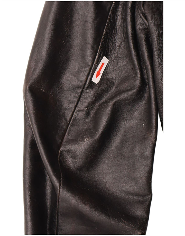 Giacca in pelle da donna vintage UK 10 piccola in pelle nera