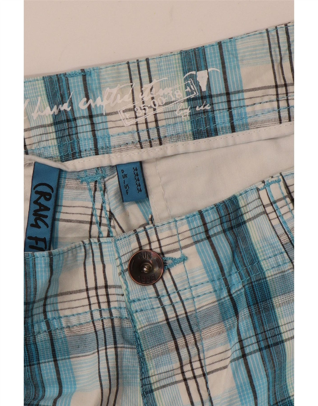 Pantaloncini cargo da uomo EDC W34 grandi quadri blu