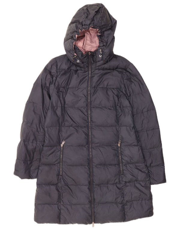 Cappotto imbottito con cappuccio da donna di Dack UK 16 grande poliestere blu navy