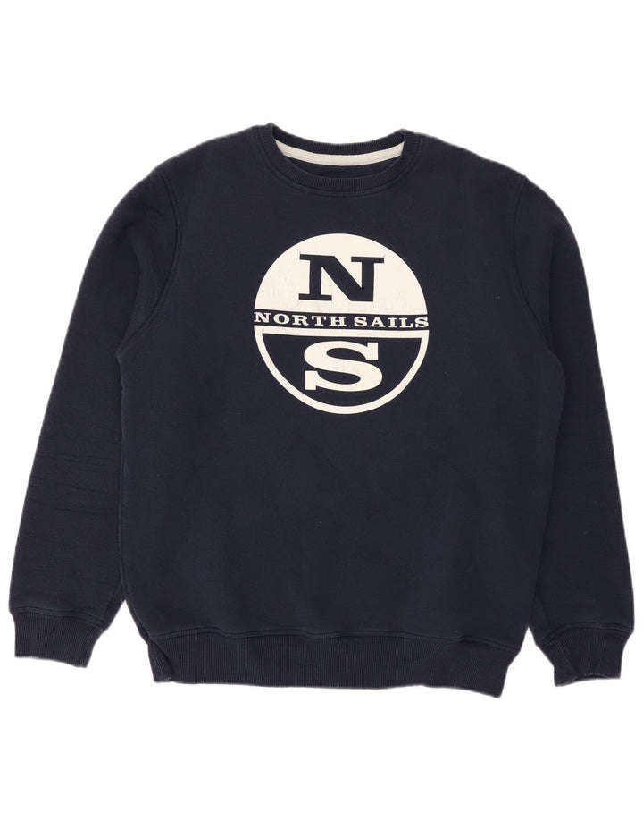 Felpa grafica da uomo North Sails, piccola, in cotone blu navy