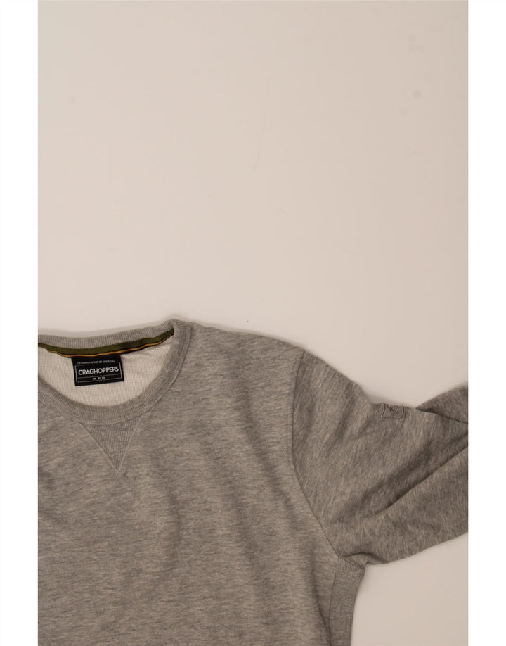 CRAGHOPPERS Mens Sweatshirt Jumper Medium Grey Cotton Vintage CRAGHOPPERS and Second-Hand CRAGHOPPERS from Messina Hembry 