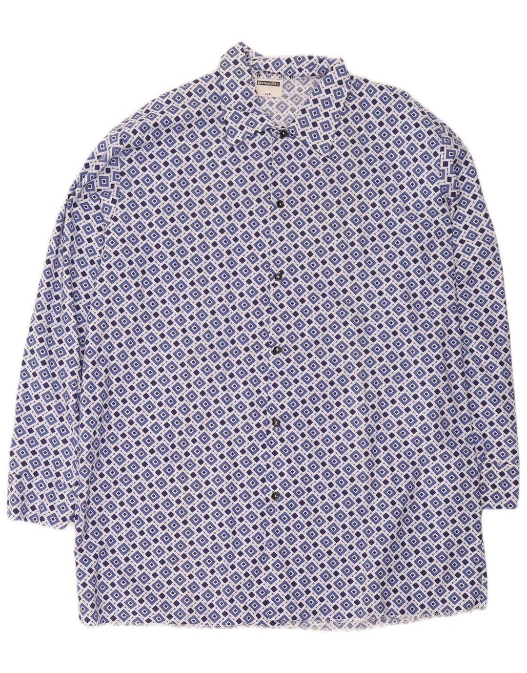 Camicia da uomo vintage taglia 42 grande blu geometrica