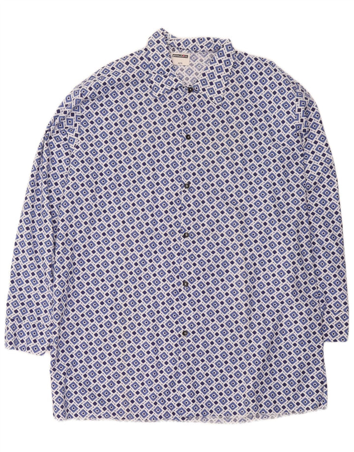 Camicia da uomo vintage taglia 42 grande blu geometrica