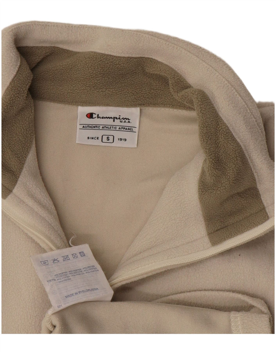 Maglione in pile da donna con collo e zip Champion UK 10 piccolo poliestere beige