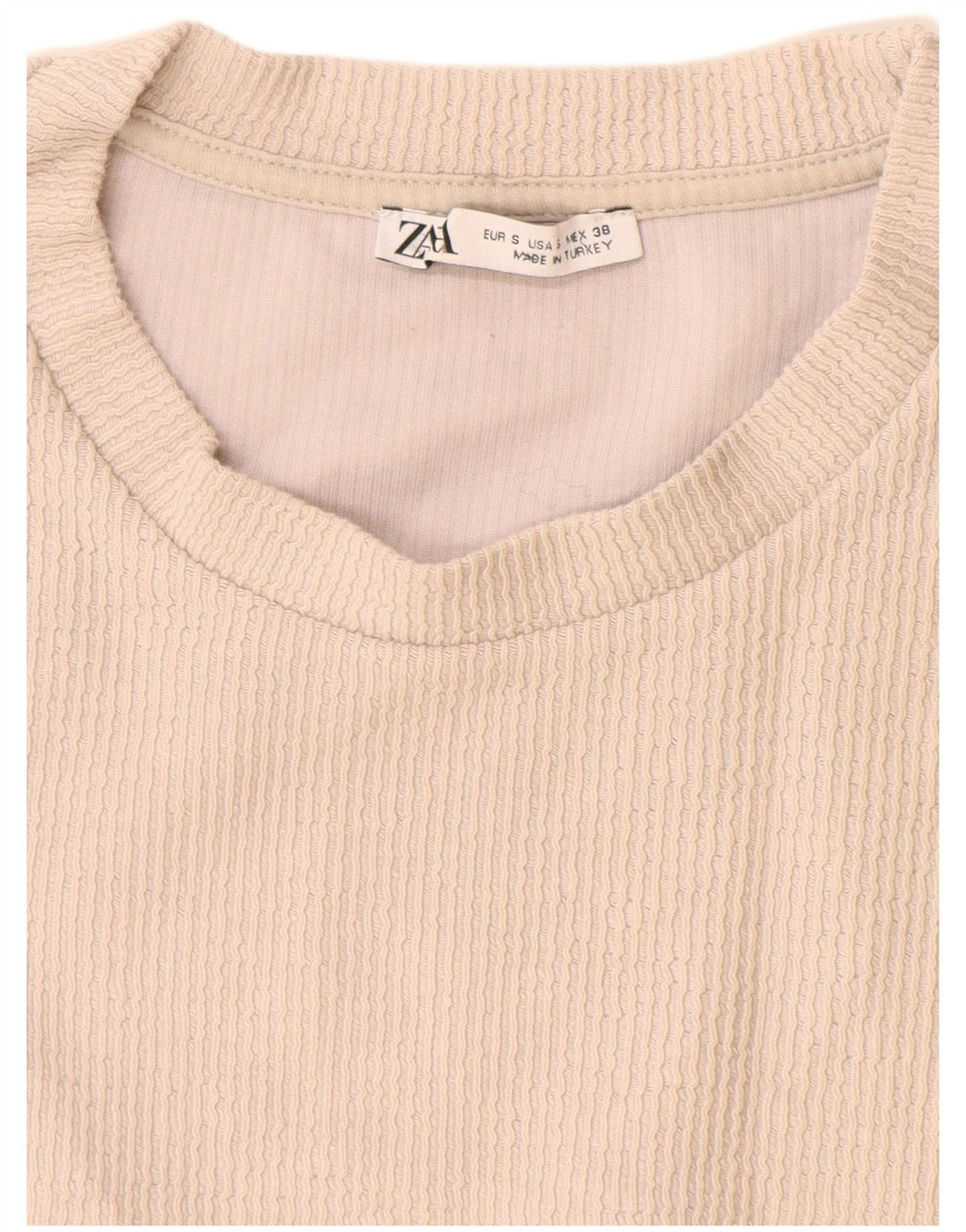 T-shirt Zara da uomo Top Small in cotone beige