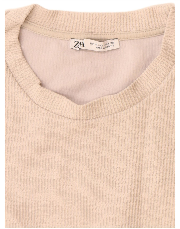 T-shirt Zara da uomo Top Small in cotone beige