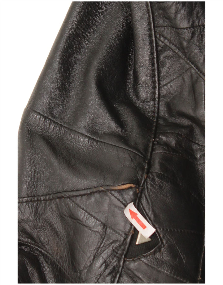 Giacca in pelle bomber da donna vintage UK 12 in pelle nera media