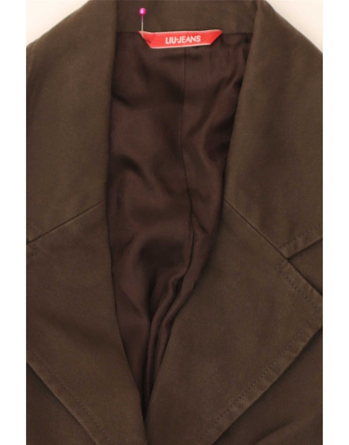Giacca Blazer 3 Bottoni Donna Liu Jo IT 44 Cotone Marrone Medio