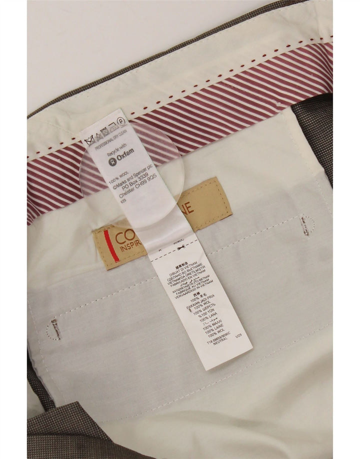 MARKS & SPENCER Pantaloni da abito dritti da uomo W38 L31 Lana marrone