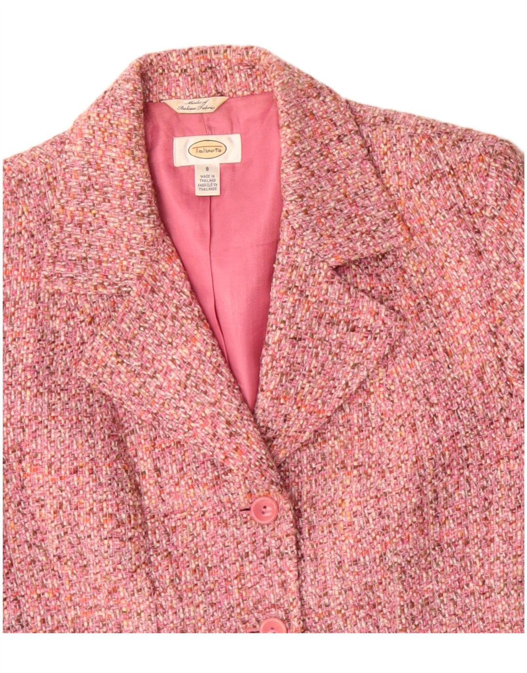 Giacca blazer da donna a 3 bottoni TALBOTS US 8 Acrilico screziato rosa medio