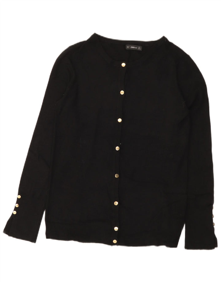 Maglione Cardigan Donna Zara UK 14 Large Nero Viscosa