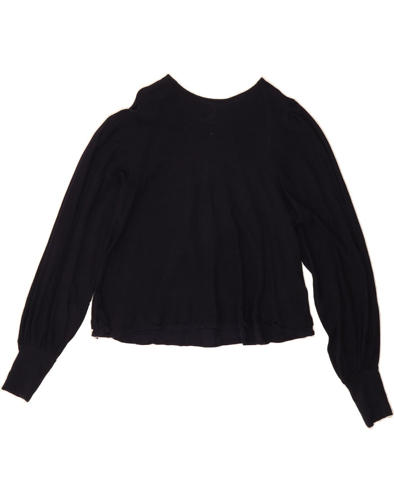 FREE PEOPLE Womens Long Sleeve Blouse Top UK 14 Medium Navy Blue Cotton Vintage Free People and Second-Hand Free People from Messina Hembry 