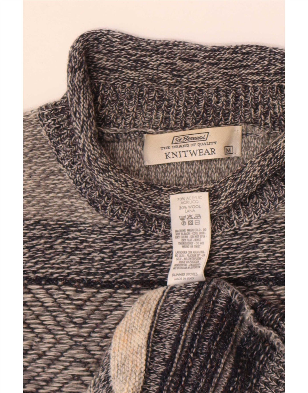 Maglione maglione da uomo a collo alto St. Bernard, acrilico a righe grigio medio